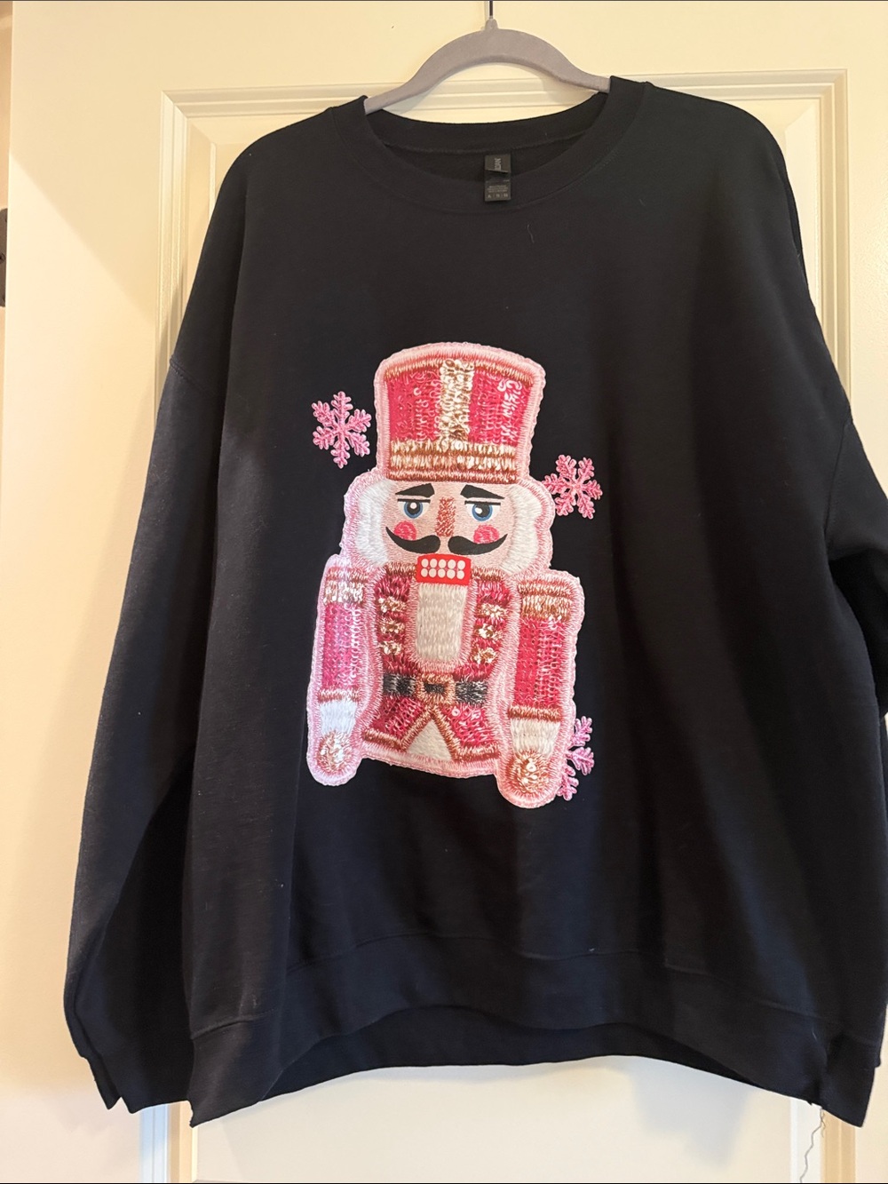 Gildan Black Sweatshirt with Pink Nutcracker Appliqué